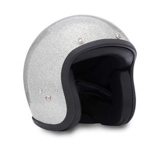 70&#039;s Silver Metal Flake DOT Helmet